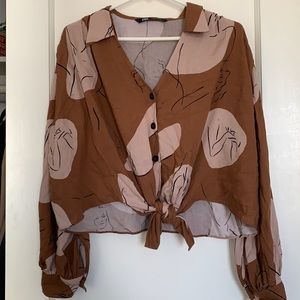 Zara collared shirt with print
